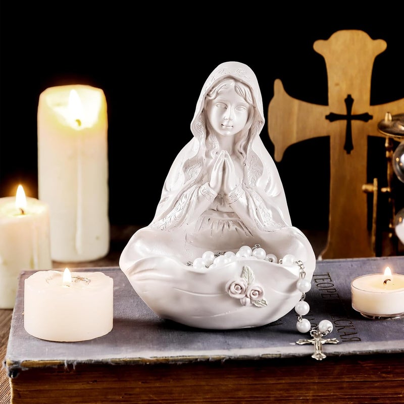 Lineshading Our Lady of Grace Statue Virgin Mary Keepsake Rosary Holder, 5" Blessed Mother Statues, Resin Relic, Catholic Gifts for Women Religious Home Decor (Novelty) - Image 4